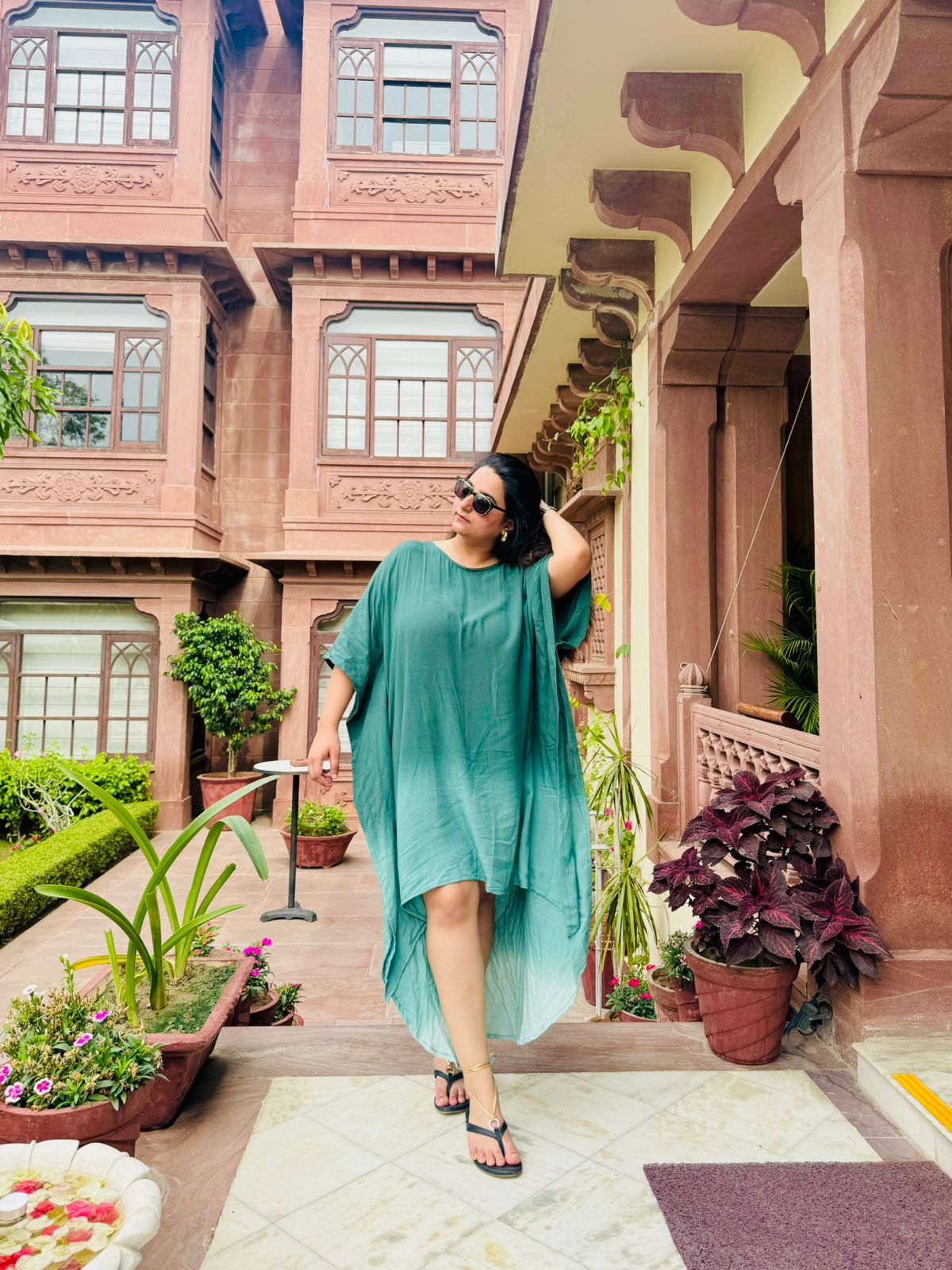Olive Green High-Low kaftan1